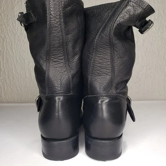 FRYE Veronica Black Leather Buckle Short Leather Moto Boots Size 10B Biker