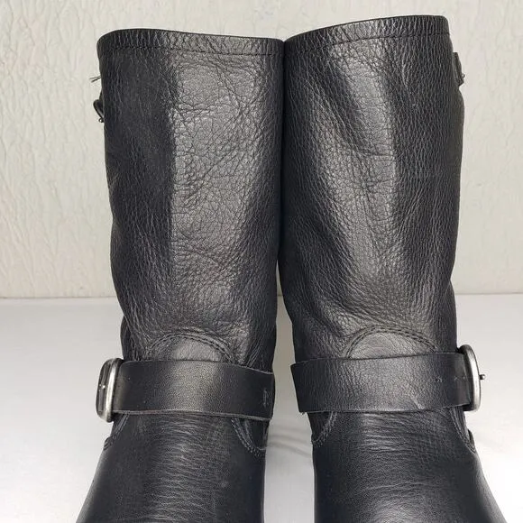 FRYE Veronica Black Leather Buckle Short Leather Moto Boots Size 10B Biker