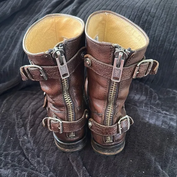 Frye Veronica Short Women's Size 8M Brown Motorcycle Boots EUC Moto Boot $298