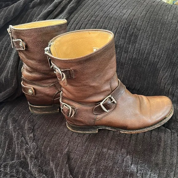 Frye Veronica Short Women's Size 8M Brown Motorcycle Boots EUC Moto Boot $298