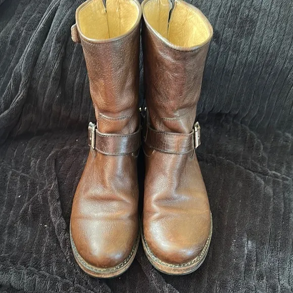 Frye Veronica Short Women's Size 8M Brown Motorcycle Boots EUC Moto Boot $298