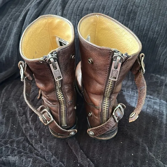 Frye Veronica Short Women's Size 8M Brown Motorcycle Boots EUC Moto Boot $298
