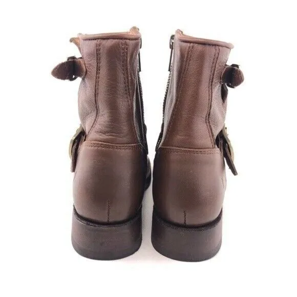 Frye Vicky 6'' Brown Leather Engineer Moto Boots 6 B