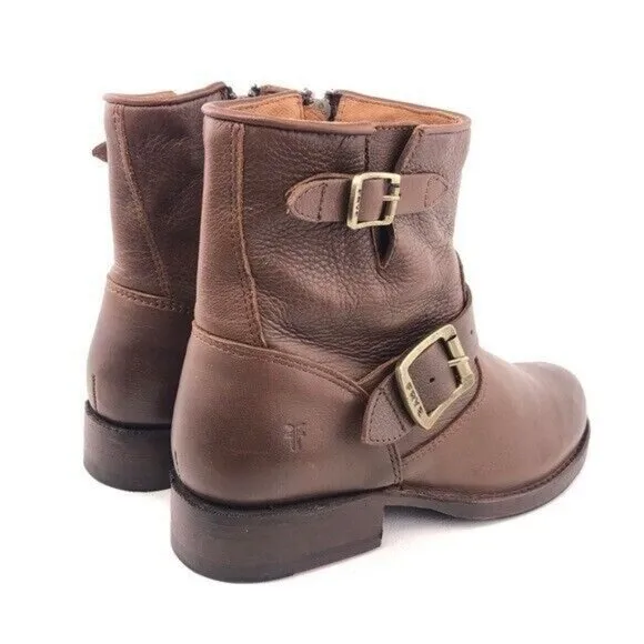 Frye Vicky 6'' Brown Leather Engineer Moto Boots 6 B