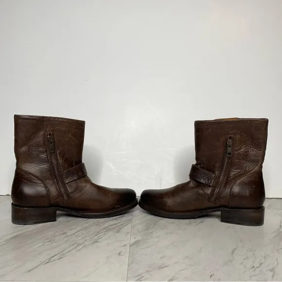 Frye Vicky Engineer Buckle Brown Leather Boot 6B