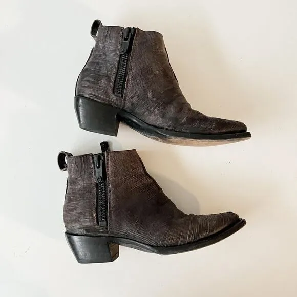 Frye Western Ankle Boots Cowboy Sacha Moto Biker Shortie Charcoal Size 5.5