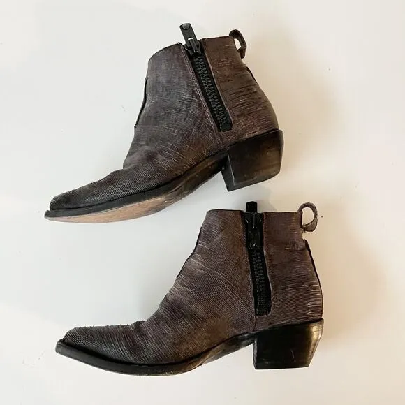 Frye Western Ankle Boots Cowboy Sacha Moto Biker Shortie Charcoal Size 5.5