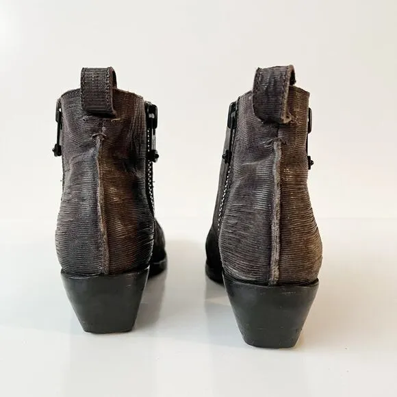Frye Western Ankle Boots Cowboy Sacha Moto Biker Shortie Charcoal Size 5.5