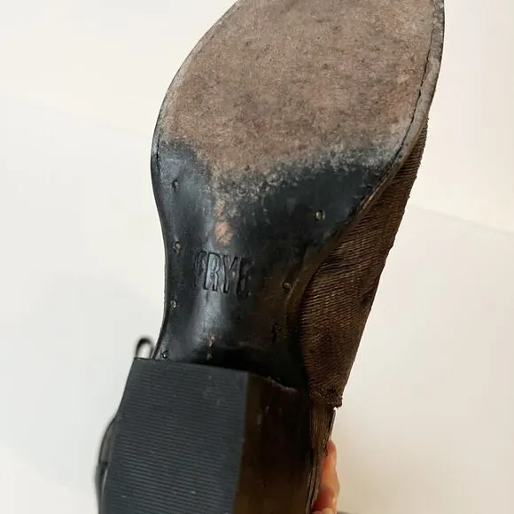 Frye Western Ankle Boots Cowboy Sacha Moto Biker Shortie Charcoal Size 5.5