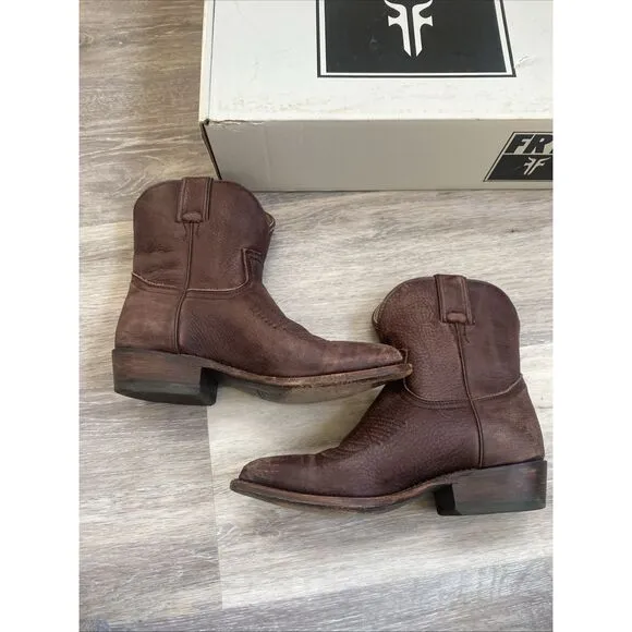FRYE Womens 6 B Brown Distressed Leather 7&quot; Cowboy Ankle Fashion Boots Bootie