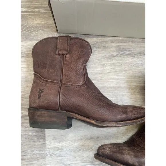FRYE Womens 6 B Brown Distressed Leather 7&quot; Cowboy Ankle Fashion Boots Bootie