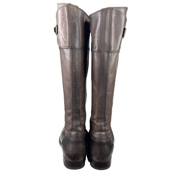 Frye Women's Molly Button Smoke Brown Leather Riding Boot Size US 8.5