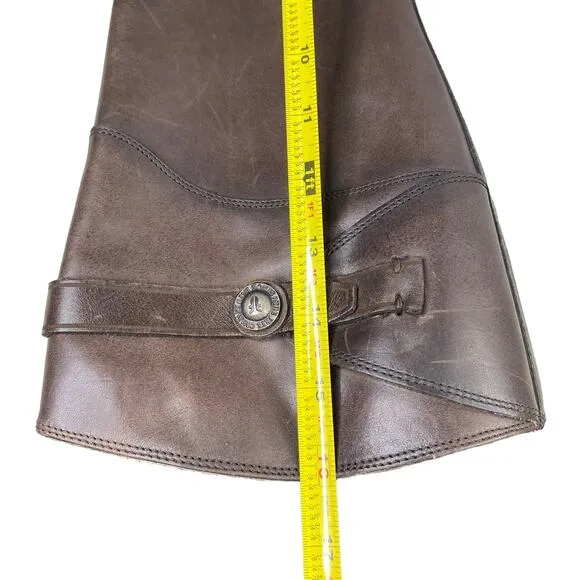 Frye Women's Molly Button Smoke Brown Leather Riding Boot Size US 8.5
