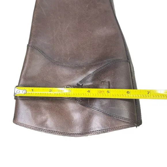 Frye Women's Molly Button Smoke Brown Leather Riding Boot Size US 8.5