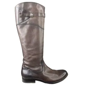 Frye Women's Molly Button Smoke Brown Leather Riding Boot Size US 8.5