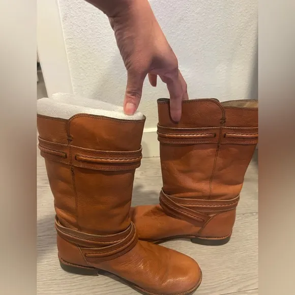 FRYE Womens Motorcycle Biker Engineer Buckle Brown Boots Size 6 B