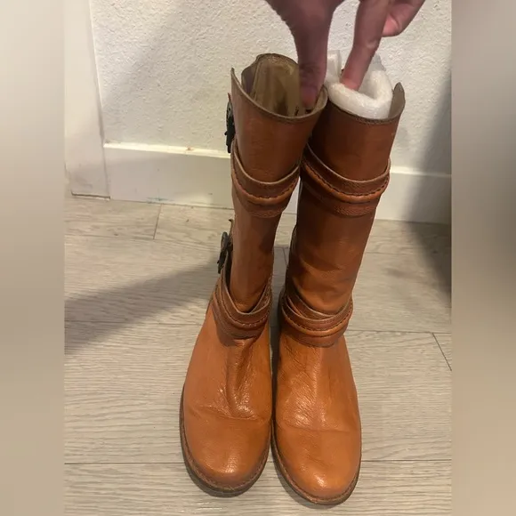 FRYE Womens Motorcycle Biker Engineer Buckle Brown Boots Size 6 B