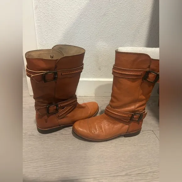 FRYE Womens Motorcycle Biker Engineer Buckle Brown Boots Size 6 B