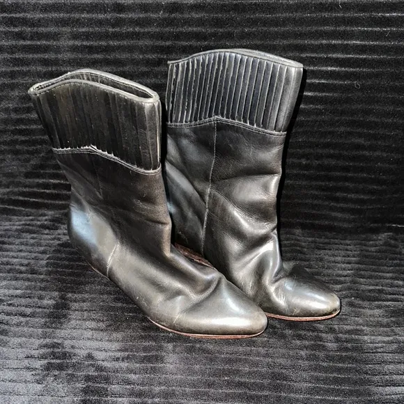 Frye Womens Size 7M Black Leather Sam Boots High Ankle Boots Bootie