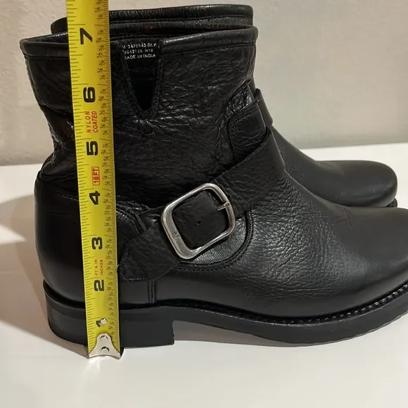 Frye Women’s Veronica Flex Black Leather Bootie Sz 6 Buckle Motorcycle Modern