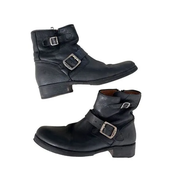 FRYE BROWN LEATHER Ankle Motorcycle Boots Women's Size 10
