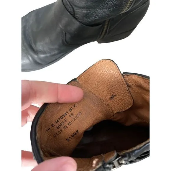 FRYE BROWN LEATHER Ankle Motorcycle Boots Women's Size 10