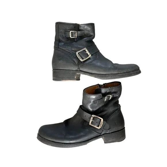 FRYE BROWN LEATHER Ankle Motorcycle Boots Women's Size 10
