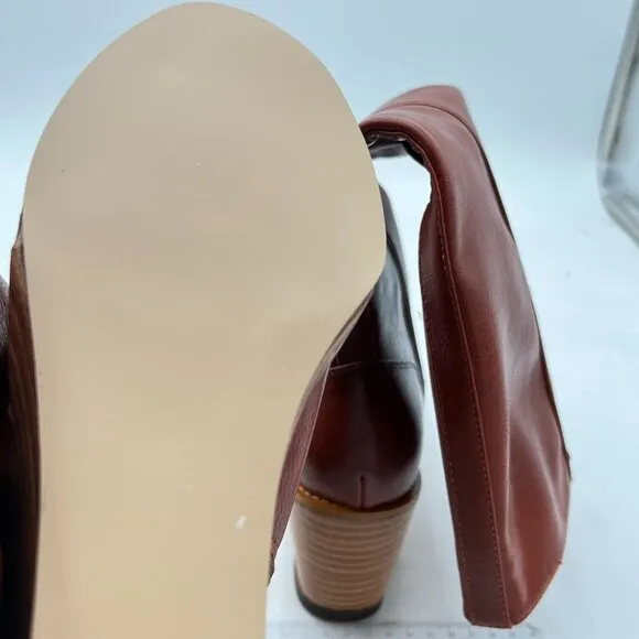 FSJ Brown Comfortable Side Zipper Wedge High Heel Point Toe Fancy Ladies Boot