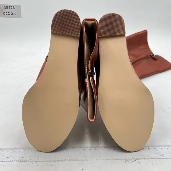 FSJ Brown Comfortable Side Zipper Wedge High Heel Point Toe Fancy Ladies Boot