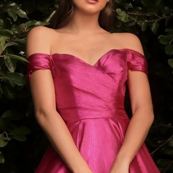 Fuschia Pink off the shoulder long new dress