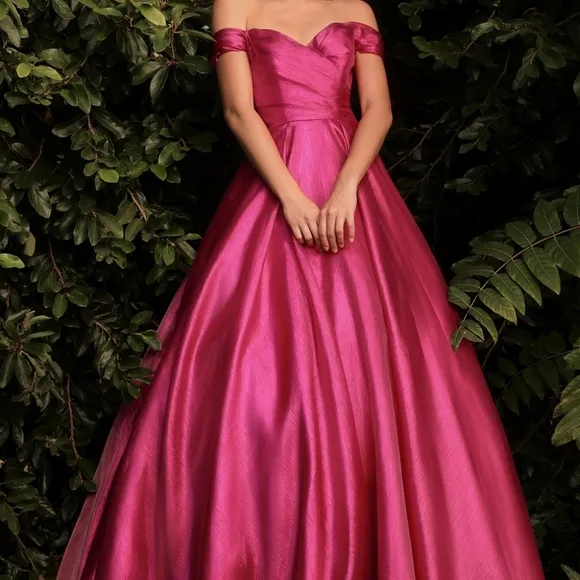 Fuschia Pink off the shoulder long new dress