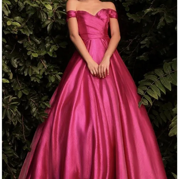 Fuschia Pink off the shoulder long new dress
