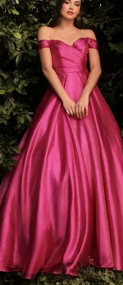 Fuschia Pink off the shoulder long new dress