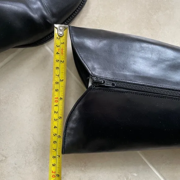 Gaia D’Este boots 40 tall High zipper EUC STACKED LOW rubber HEEL leather Italy
