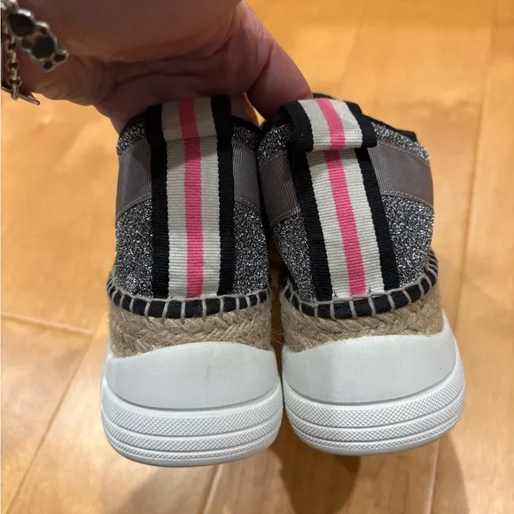 Gaimo made in Spain slip on platform silver  espadrille shoes 39 8