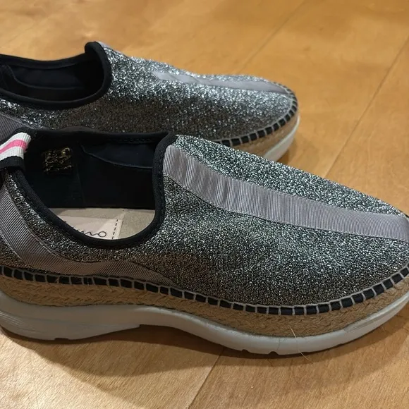 Gaimo made in Spain slip on platform silver  espadrille shoes 39 8