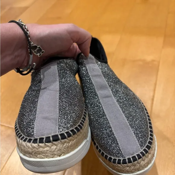 Gaimo made in Spain slip on platform silver  espadrille shoes 39 8