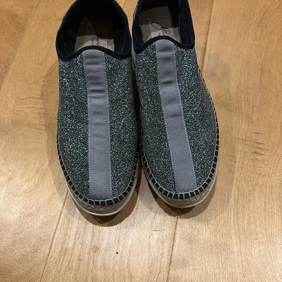 Gaimo made in Spain slip on platform silver  espadrille shoes 39 8