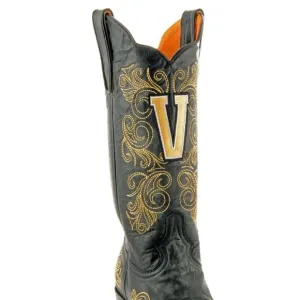 Gameday Elegant Black leather and Gold embroidery Vanderbilt Cowboy Boots 11