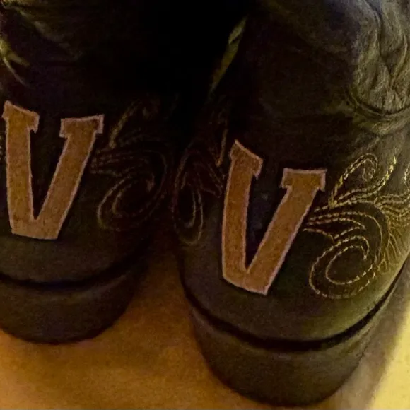 Gameday Elegant Black leather and Gold embroidery Vanderbilt Cowboy Boots 11