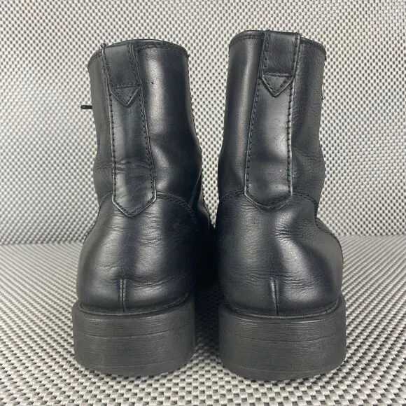 GBX Boots Mens Size 6.5 M Black Leather Lace Up Zipper Combat Biker Boots