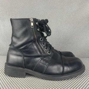 GBX Boots Mens Size 6.5 M Black Leather Lace Up Zipper Combat Biker Boots