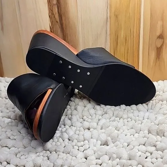 GENTLE SOLES # GABE OLICOUS BLACK LEATHER CLOGS ¤VERY NICE¤ LADIES SIZE 8.5 🔥