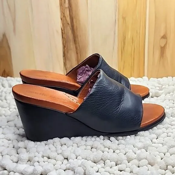 GENTLE SOLES # GABE OLICOUS BLACK LEATHER CLOGS ¤VERY NICE¤ LADIES SIZE 8.5 🔥