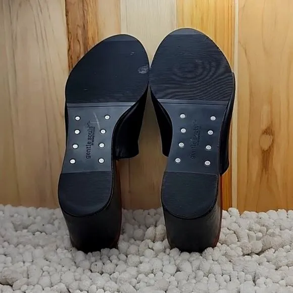 GENTLE SOLES # GABE OLICOUS BLACK LEATHER CLOGS ¤VERY NICE¤ LADIES SIZE 8.5 🔥