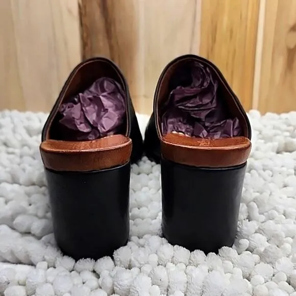 GENTLE SOLES # GABE OLICOUS BLACK LEATHER CLOGS ¤VERY NICE¤ LADIES SIZE 8.5 🔥