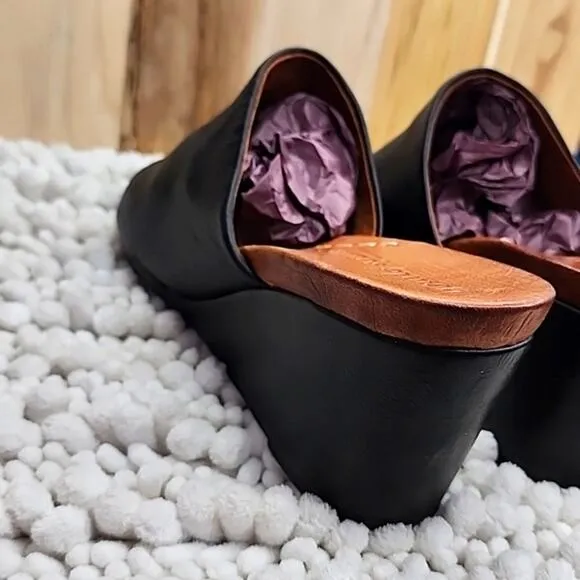 GENTLE SOLES # GABE OLICOUS BLACK LEATHER CLOGS ¤VERY NICE¤ LADIES SIZE 8.5 🔥