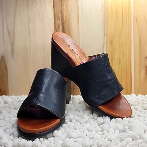 GENTLE SOLES # GABE OLICOUS BLACK LEATHER CLOGS ¤VERY NICE¤ LADIES SIZE 8.5 🔥