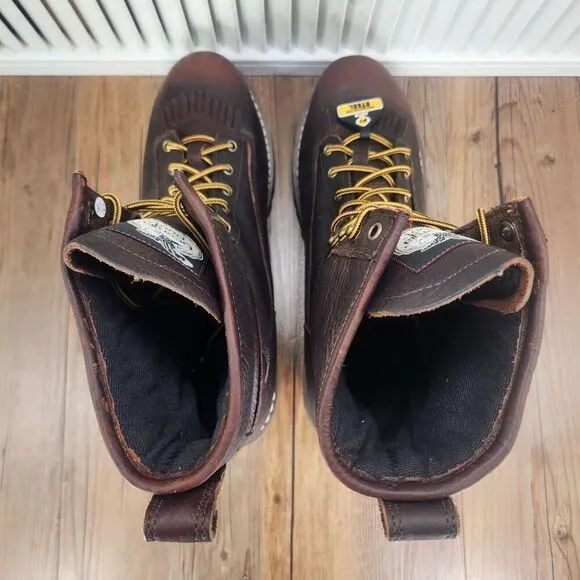 Georgia Boot 8&quot; Logger Waterproof Steel Toe Work Boots Mens Sz 14 M Brown G7313