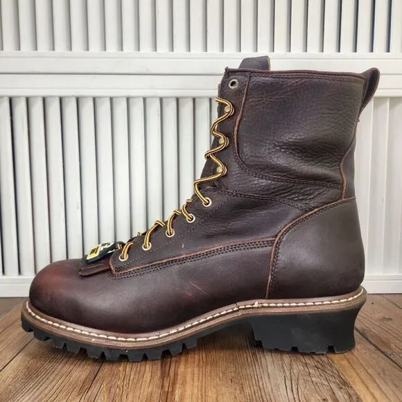 Georgia Boot 8&quot; Logger Waterproof Steel Toe Work Boots Mens Sz 14 M Brown G7313